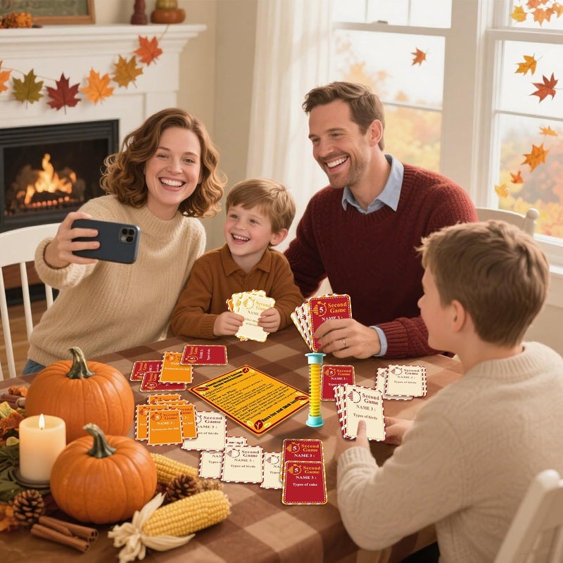 MLOLM Thanksgiving 5 Second Game Cards 108 Fall Thanksgiving 5 Second Rule Game Cards with 5 Second Hourglass -Fun Travel Game Night Think Fast Shout Out Answers - Image 5